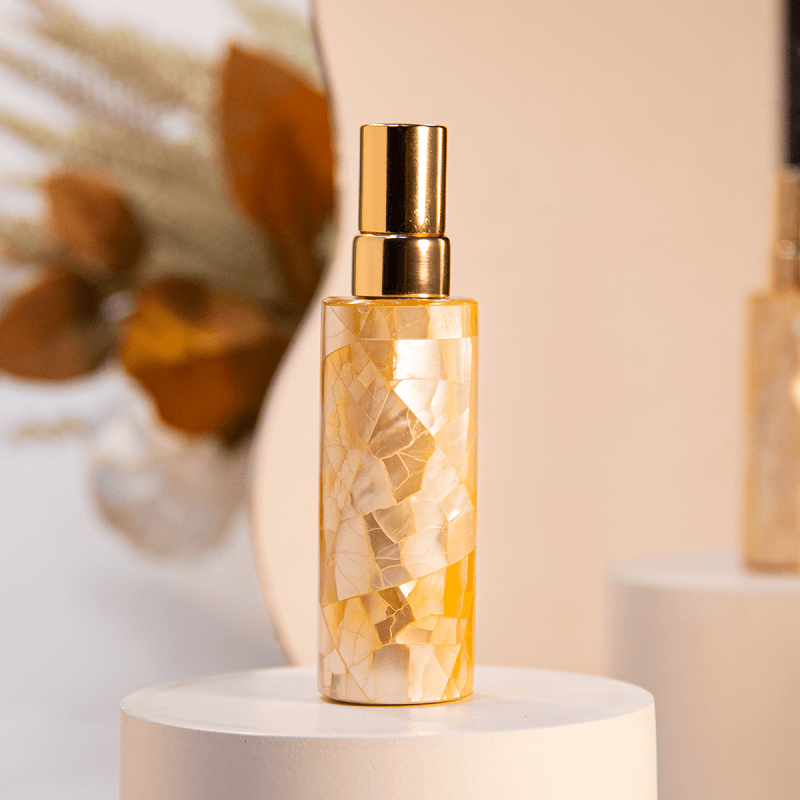 Flacon de parfum vide en cristal de quartz rose de 8 ml et 5 ml