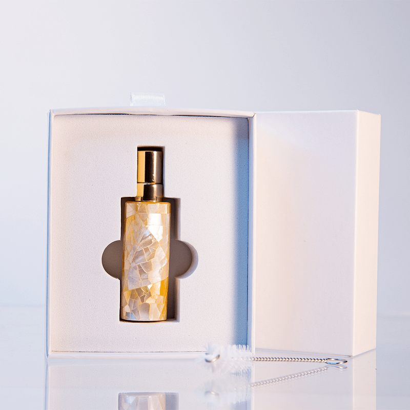 Flacon de parfum vide en cristal de quartz rose de 8 ml et 5 ml