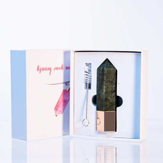 6 ml Rollballflasche für ätherische Öle aus grünem Jade mit Kristalledelstein