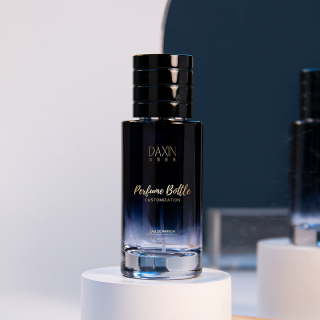 Empty Bule Glass Perfume Bottle Cylinder Shape Glass Fragrance Spray Bottle