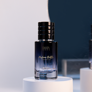 Empty Bule Glass Perfume Bottle Cylinder Shape Glass Fragrance Spray Bottle