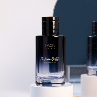 Empty Bule Glass Perfume Bottle Cylinder Shape Glass Fragrance Spray Bottle