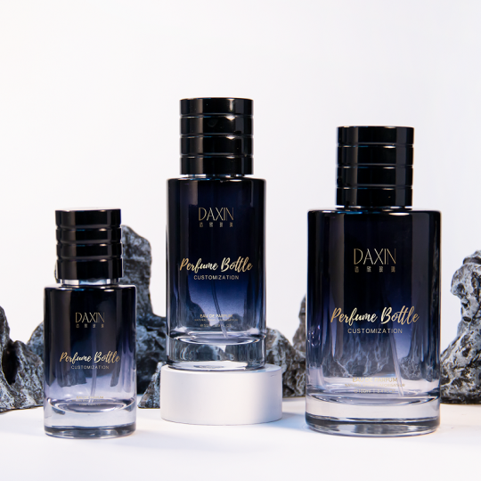 Flacone spray per profumo in vetro a forma di cilindro vuoto Bule Glass