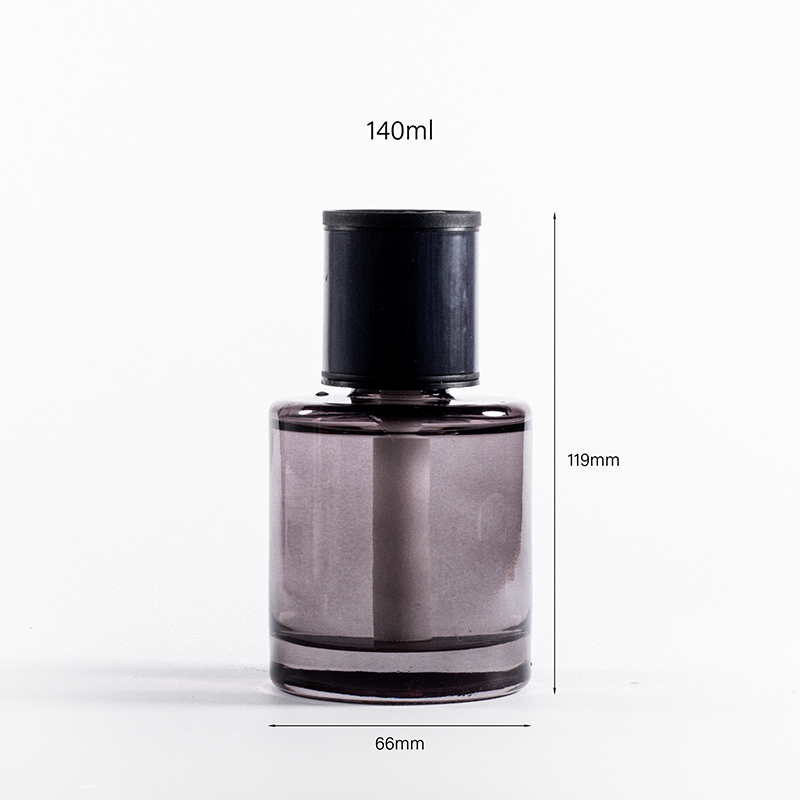 Botol Diffuser Kaca Abu-abu Mengkilap Berkualitas Tinggi 140ml Diffuser Bening dengan Logo Kustom Botol Kaca Elegan