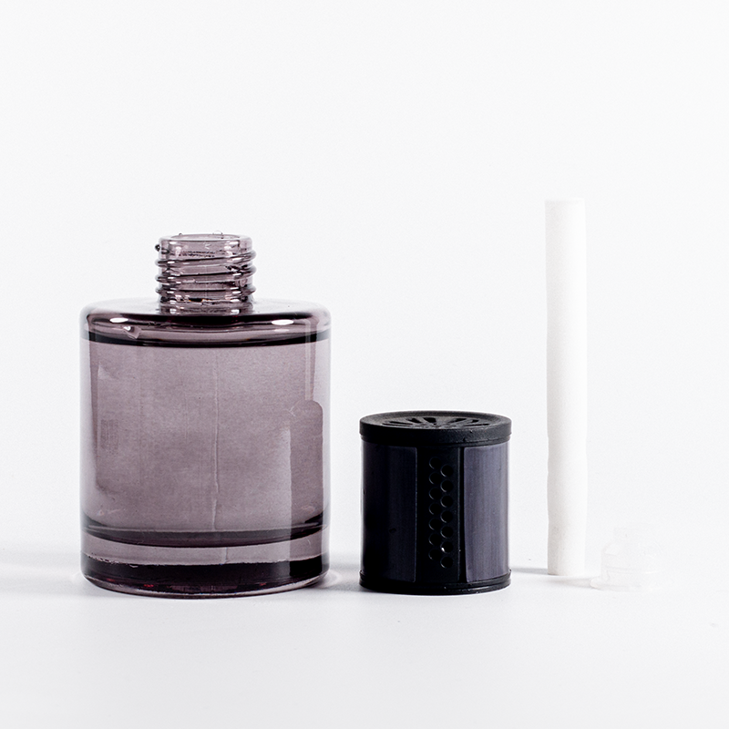 Botol Diffuser Kaca Abu-abu Mengkilap Berkualitas Tinggi 140ml Diffuser Bening dengan Logo Kustom Botol Kaca Elegan