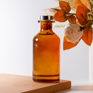 Wholesale Simple Round Colored Glass 180ml 230ml Empty Perfume Reed Diffuser Glass Bottle