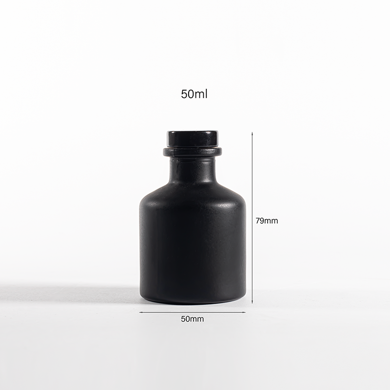 Botol Kaca Bulat Kosong untuk Parfum Rumah/Kantor Warna Hitam, 50ml, dengan Pengharum Ruangan dan Penyebar Aroma.