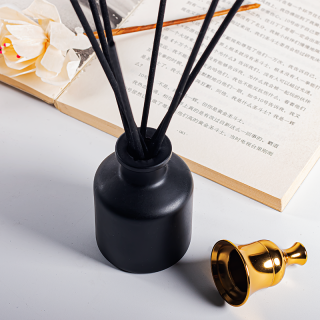 Black Home Office Fragrance Empty Round Perfume 50ml Reed Diffuser Glass Bottle