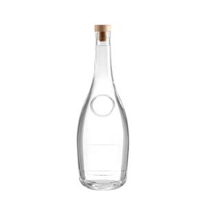 Botella de vino de vidrio para bebidas, alta y delgada, con fondo grueso y corcho, de 375 ml