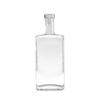 500ml Flat Shoulder Rectangle Liquor Glass Bottle with Crystal Cork