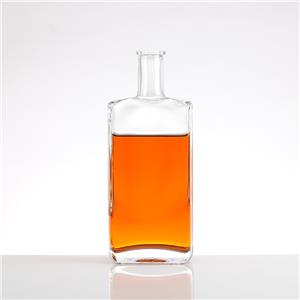 500ml Flat Shoulder Rectangle Liquor Glass Bottle with Crystal Cork