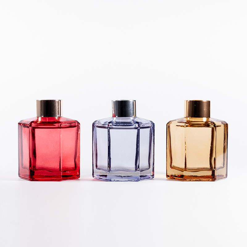 Botol Kaca Kosong 120ml Bentuk Heksagon untuk Diffuser Reed Diffuser dengan Tutup