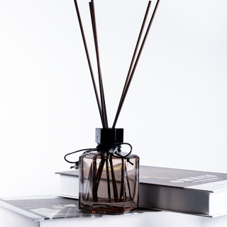 Bottiglia di vetro vuota da 120 ml, forma esagonale, diffusore a bastoncini, con coperchio