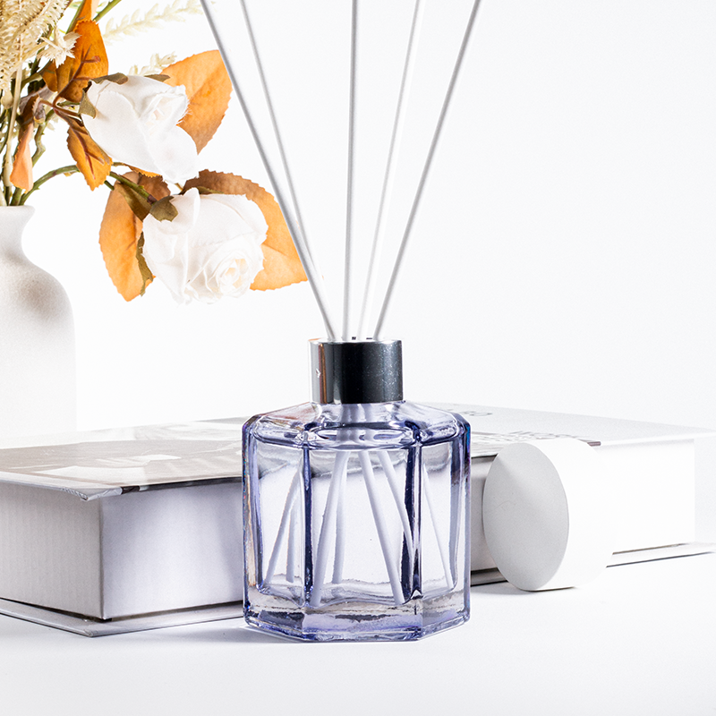 Botol Kaca Kosong 120ml Bentuk Heksagon untuk Diffuser Reed Diffuser dengan Tutup
