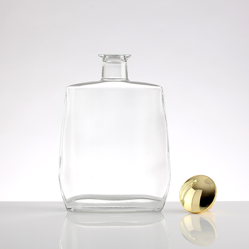 Botol Vodka Kosong Kaca Kapasitas Besar Lebar dengan Gabus Emas 750ml