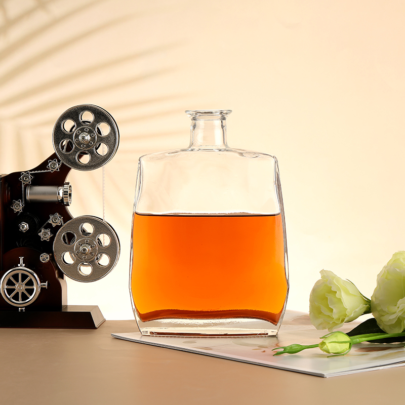 Botol Vodka Kosong Kaca Kapasitas Besar Lebar dengan Gabus Emas 750ml