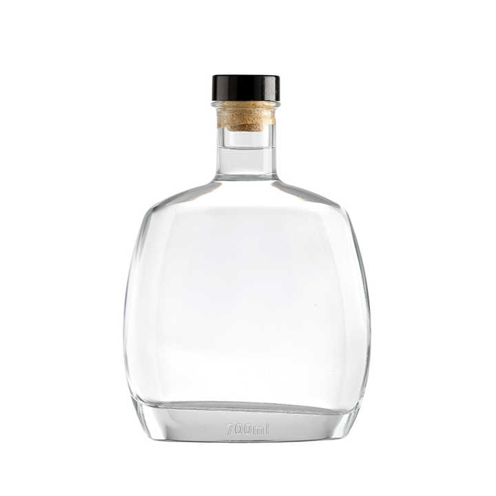 Botol Vodka Kaca Bening Berkualitas Tinggi 700ml dengan Gabus Hitam
