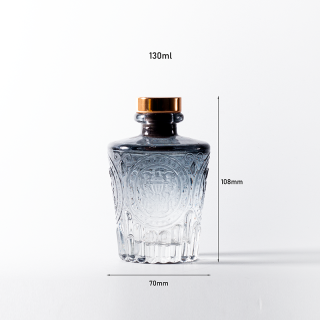 130ml Vintage Embossed Decorative Flower Glass Reed Diffuser Bottle