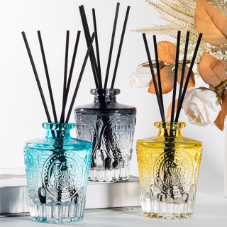 130ml Vintage Embossed Decorative Flower Glass Reed Diffuser Bottle