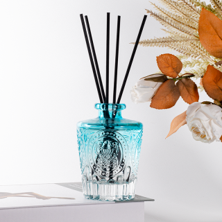 130ml Vintage Embossed Decorative Flower Glass Reed Diffuser Bottle
