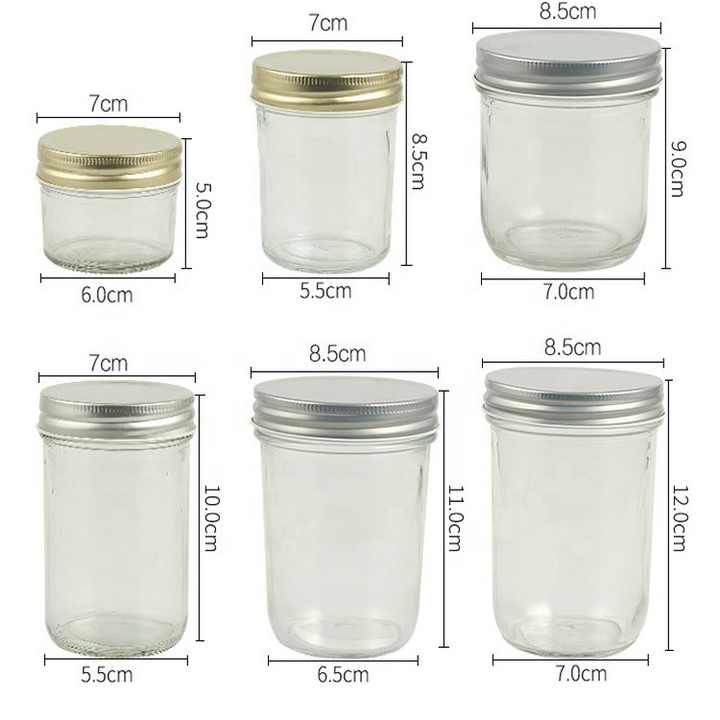 Stoples Kaca Penyimpanan Selai/Kaviar dengan Tutup Logam Ukuran 100ml 200ml 250ml 300ml 400ml 500ml