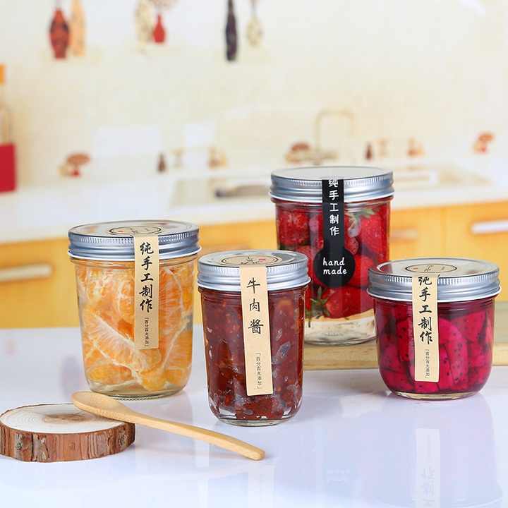 Stoples Kaca Penyimpanan Selai/Kaviar dengan Tutup Logam Ukuran 100ml 200ml 250ml 300ml 400ml 500ml