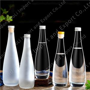 Vendita calda di alta qualità 330ml 500ml evian Water Super Flint Round Beverage Water Bottle Soda Glass Water Bottle