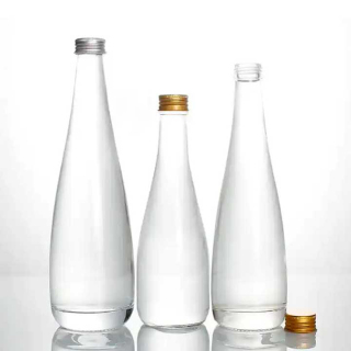 Vendita calda di alta qualità 330ml 500ml evian Water Super Flint Round Beverage Water Bottle Soda Glass Water Bottle