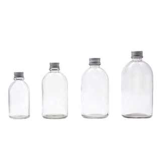 150ml 250ml 350ml 500ml 빈 작은 입 투명 서리 보스턴 라운드 음료 주스 유리 병