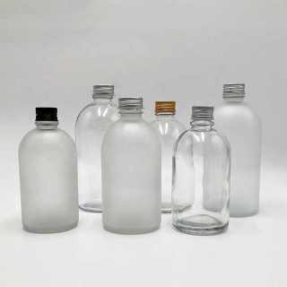 150ml 250ml 350ml 500ml Empty Small Mouth Clear Frosted Boston Round Beverage Juice Glass Bottle