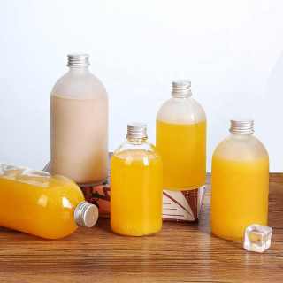 150ml 250ml 350ml 500ml Empty Small Mouth Clear Frosted Boston Round Beverage Juice Glass Bottle