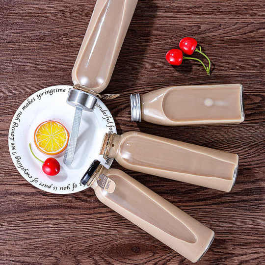 批发环保瓶空六角形透明玻璃瓶，适用于果汁水奶茶