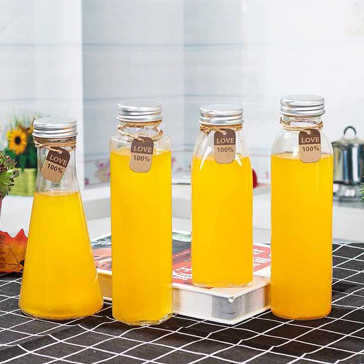 Wholesale Eco-Friendly Bottles Empty Hexagon Shape Clear Glass Bottles for Juice Water Milky Tea