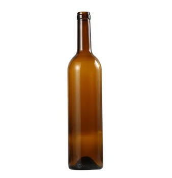 Leere, braun/grün/mattierte Glas-Weinflasche (375 ml) mit Verschluss