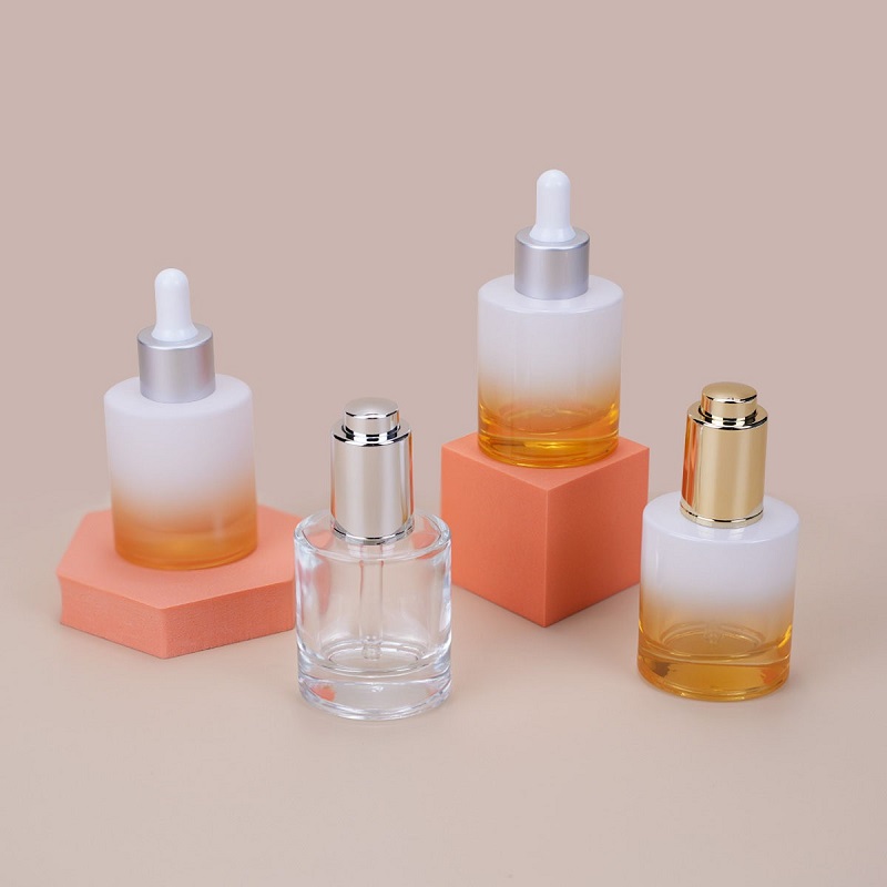 Botol Serum Cair Kosong 30ml, Botol Kaca Bentuk Oval untuk Kosmetik Esensial