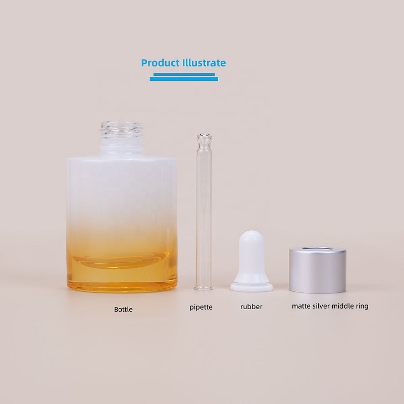 Botol Serum Cair Kosong 30ml, Botol Kaca Bentuk Oval untuk Kosmetik Esensial