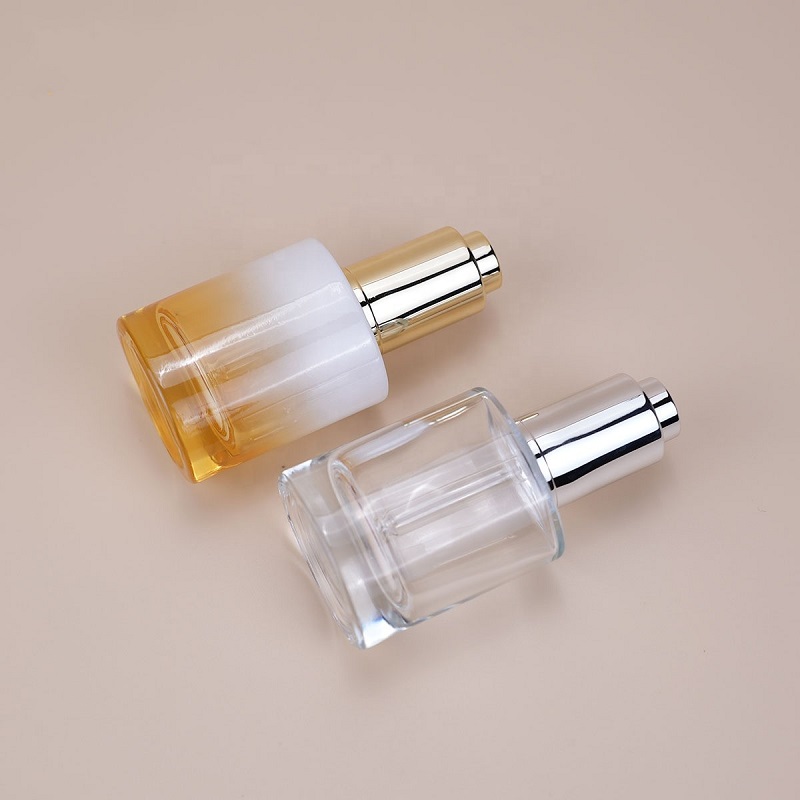 Botol Serum Cair Kosong 30ml, Botol Kaca Bentuk Oval untuk Kosmetik Esensial