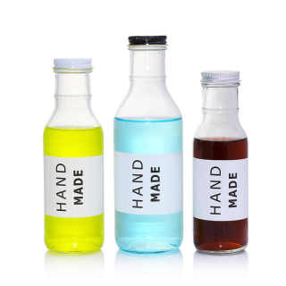 Bottiglia di bevanda in vetro Boston rotonda francese pressata a freddo all'ingrosso da 8 oz, 12 oz e 16 oz con coperchio in plastica