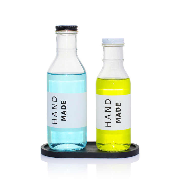Botol Minuman Jus Kaca Bulat Boston Prancis Perasan Dingin Ukuran 8oz 12oz 16oz dengan Tutup Plastik (Grosir)
