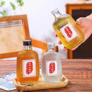 50ml 100ml 250ml 350ml 500ml Martello Modello Sigillato Latte Kombucha Tè Freddo Caffè Bevanda Bottiglia di Vetro Piatto con Coperchio