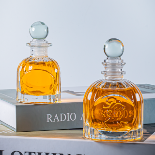 豪华可再填充工厂销售透明空香薰家居装饰库存玻璃圆形 50ml 100ml 玻璃瓶