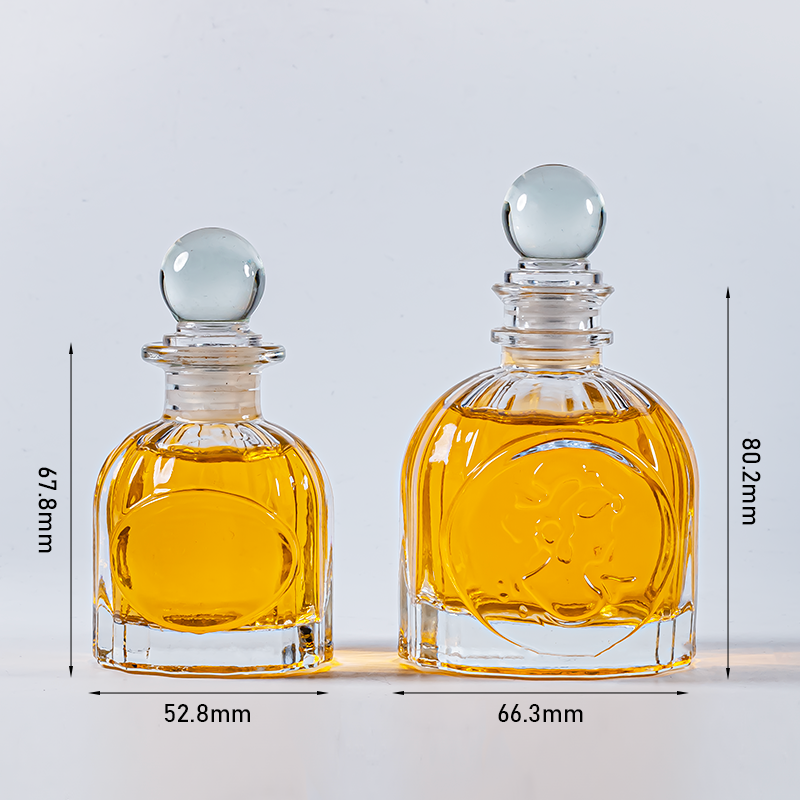 Botol Kaca Bulat Transparan Isi Ulang Mewah, Dijual Pabrik, untuk Dekorasi Rumah, Stok Tersedia, Ukuran 50ml dan 100ml