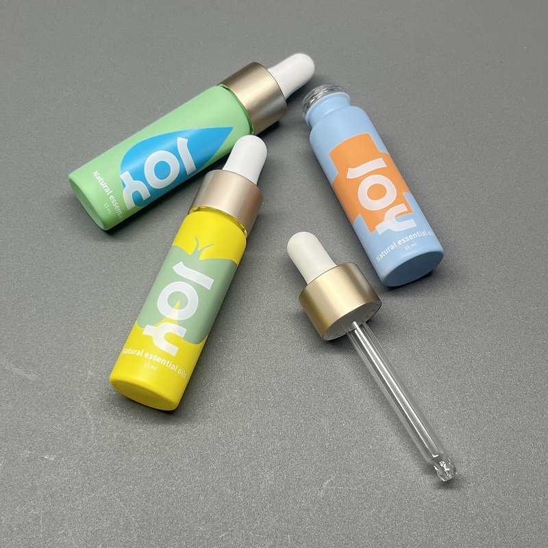 Botol Serum Cair Kosong 15ml, Botol Kaca Bentuk Oval untuk Kosmetik Esensial