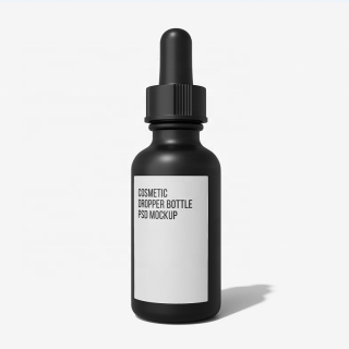 Botol Penitis Kaca Hitam Matte Custom Kosmetik 30ml untuk Pembungkusan Minyak Pati Serum