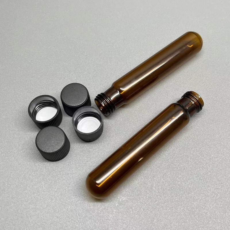 Tabung Kaca Borosilikat Amber Kelas Makanan Bentuk Botol Bulat