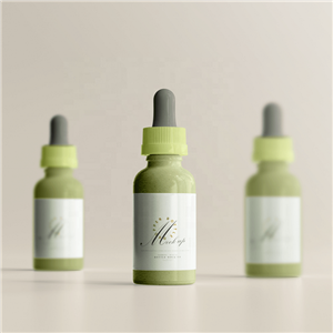 Kundenspezifische Tropfflasche aus klarem grünem Glas für Kosmetika in den Größen 30 ml, 50 ml und 100 ml, runde Form, Verpackung von ätherischen Ölen mit Box