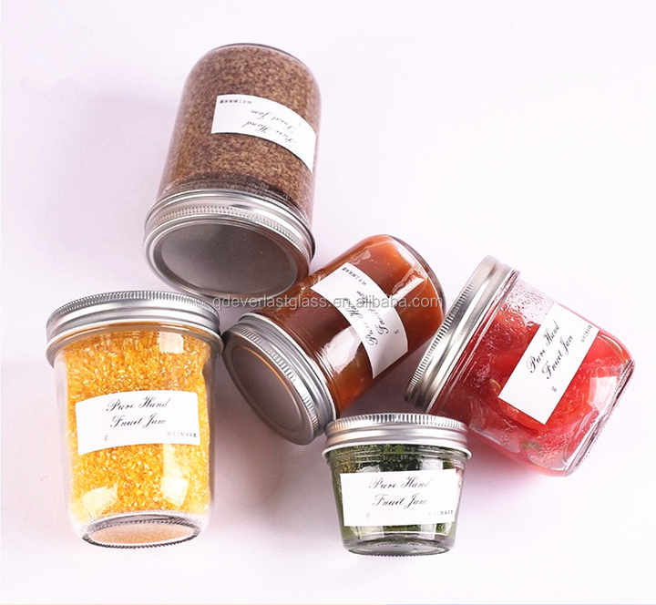 Stoples Kaca Kaviar Berkualitas Tinggi Murah Ukuran Besar 4oz, 8oz, 12oz, 20oz, Stoples Selai Tertutup