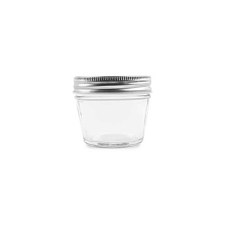 Stoples Mason Bulat Mini Kaca 120ml 4oz untuk Kaviar, Selai, Kue, Wadah Penyimpanan dengan Tutup Sekrup