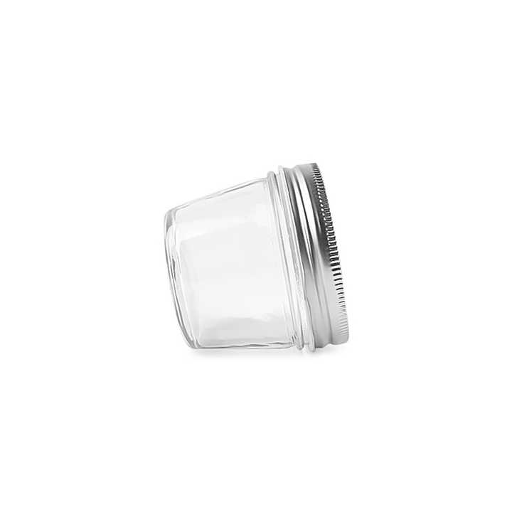 Stoples Mason Bulat Mini Kaca 120ml 4oz untuk Kaviar, Selai, Kue, Wadah Penyimpanan dengan Tutup Sekrup