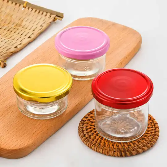 现货密封玻璃罐带盖，用于鱼子酱果酱食用燕窝食品储存